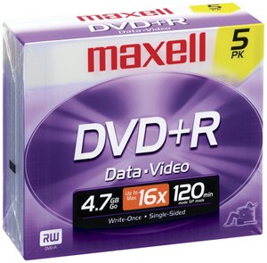 Maxell DVD+R |7GB Recordable Disc for Home Users (5-Pack)
| Maxell DVD+R |7GB Discs Perfect for Backing Up Data (5-Pack