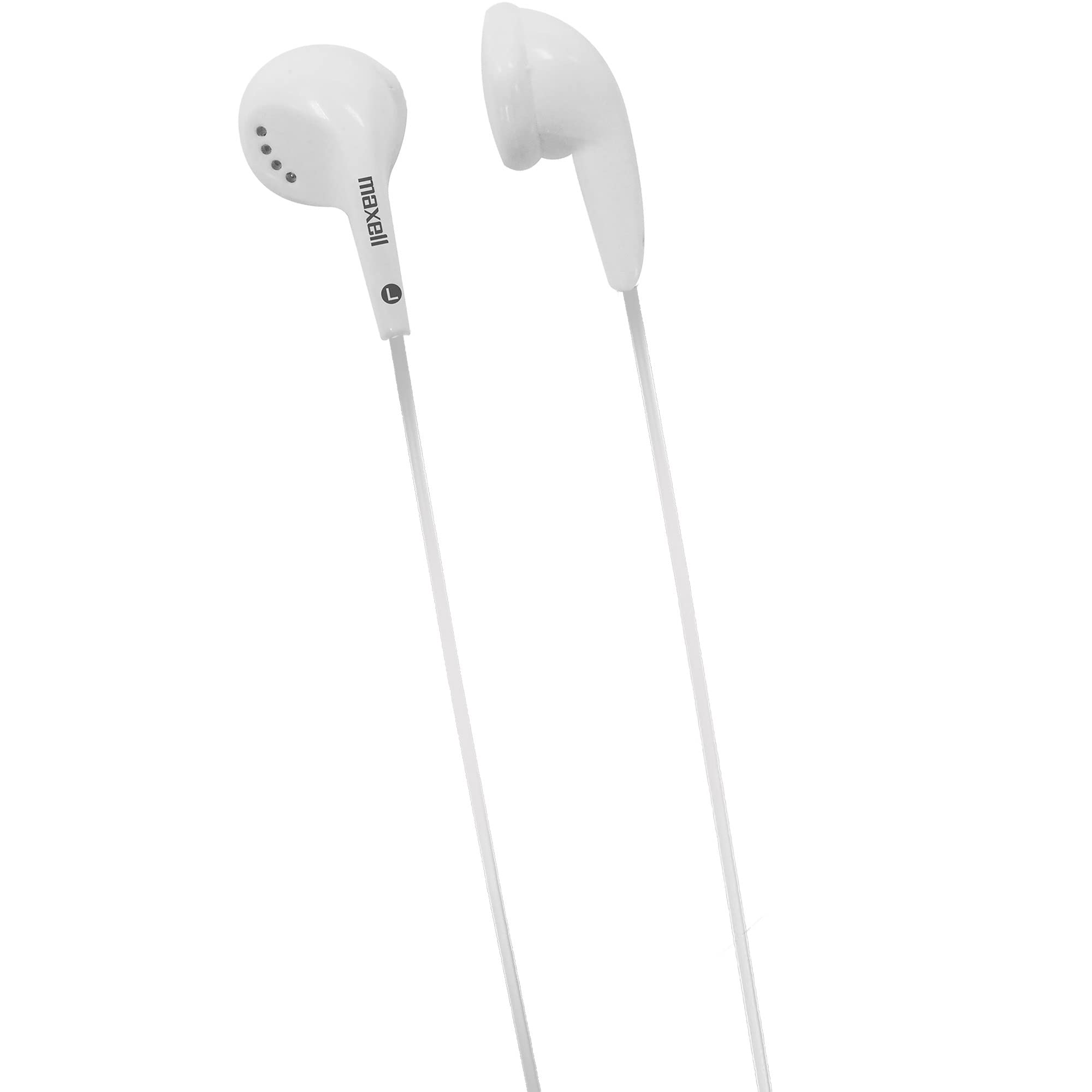 Maxell 190599 White Lightweight Wired Ear Bud - Students Travel Useuido Quality Noise Cancelling