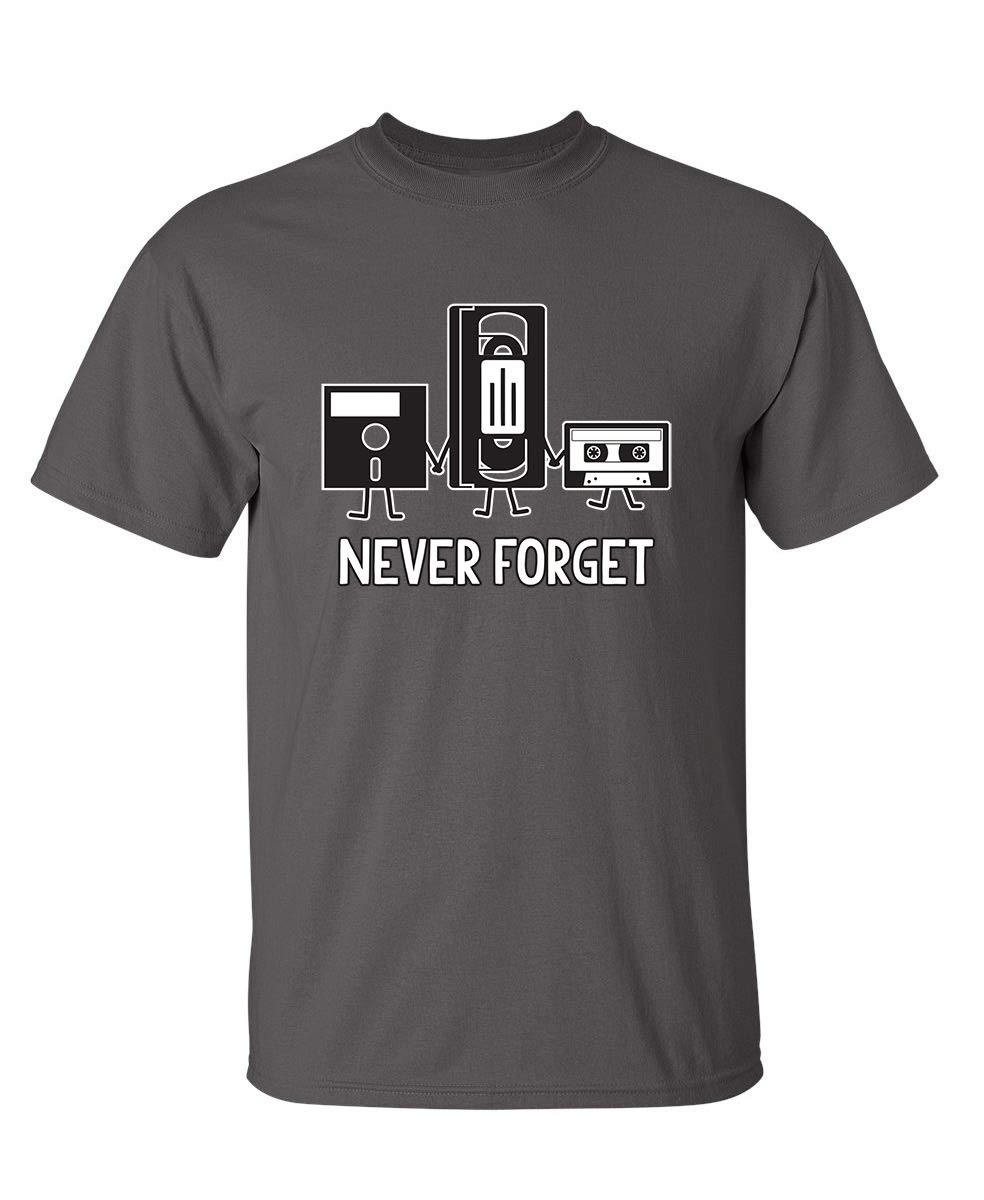 Feelin Good Tees Never Forget Mens Cassette Tape VHS Music Old School Retro Funny T-Shirt for Men